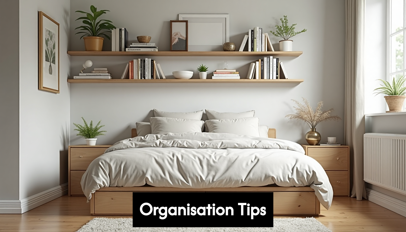 Small bedroom with clever storage solutions