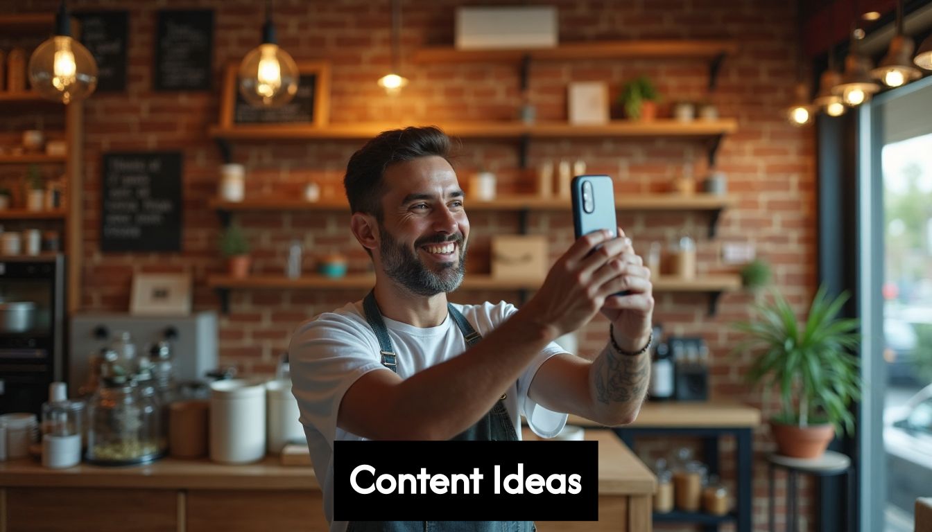 Small business owner records shop video content