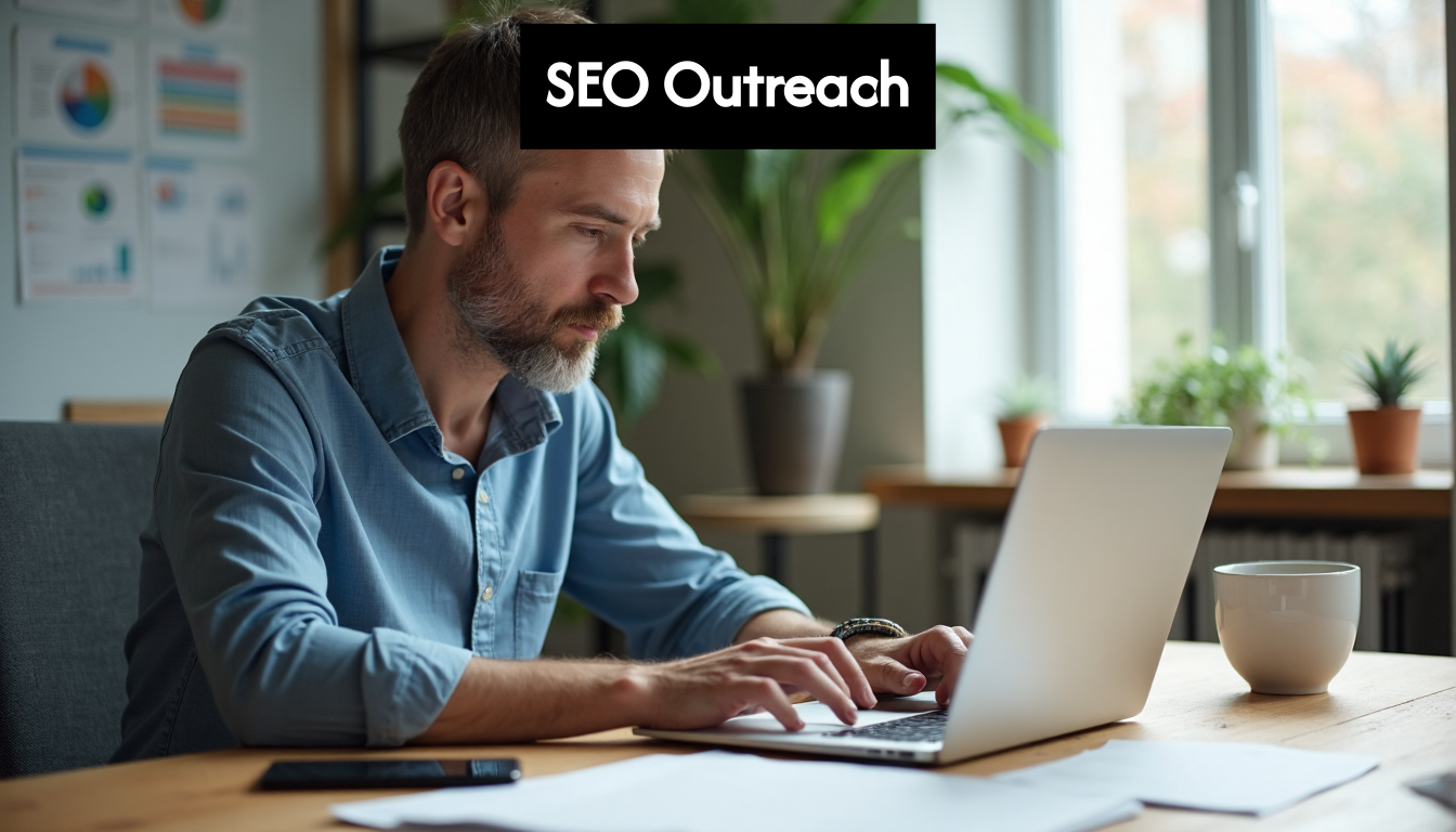 Small business owner works on SEO strategy at desk