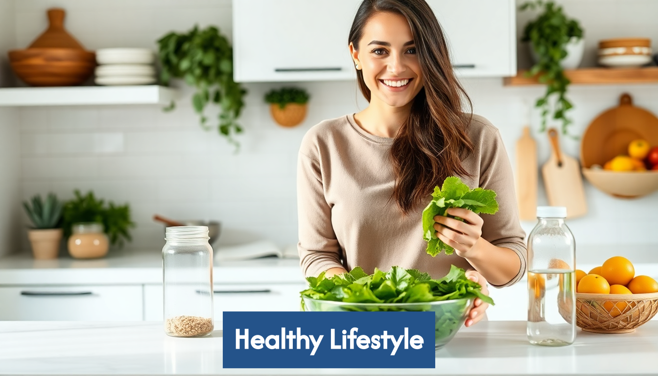 Smiling person preparing healthy salad in kitchen