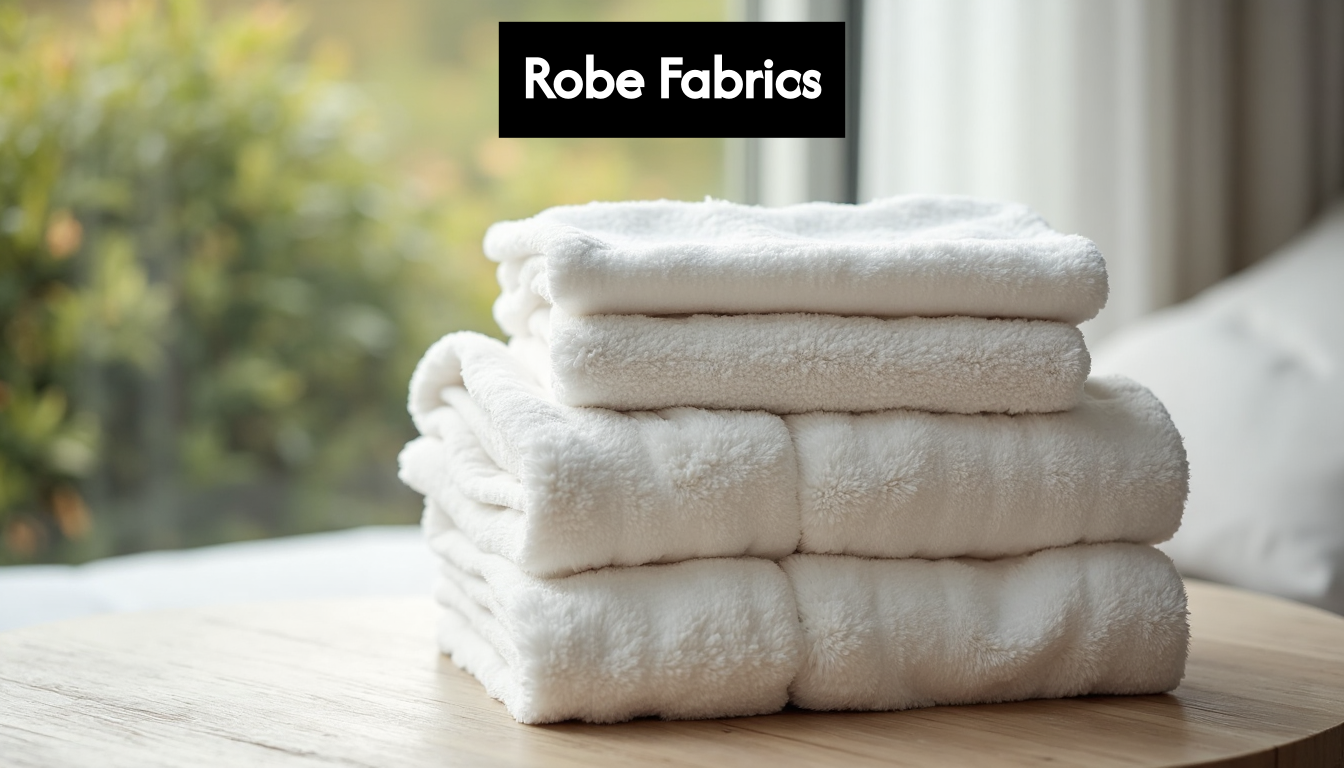 Stack of luxurious robe fabrics and textures