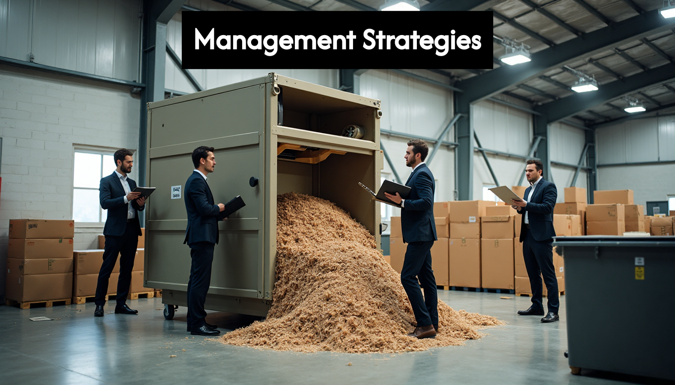 Staff operating cardboard baler in warehouse