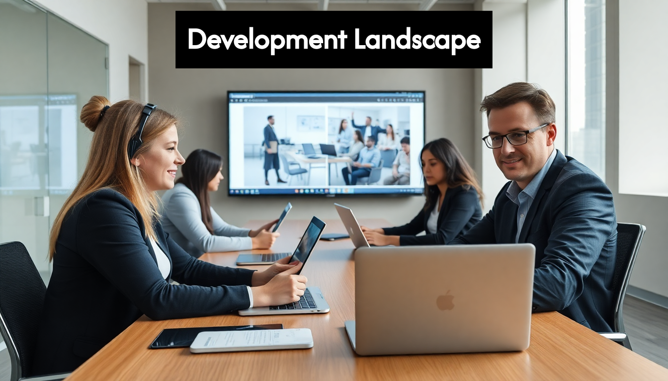 Staff using digital devices in training