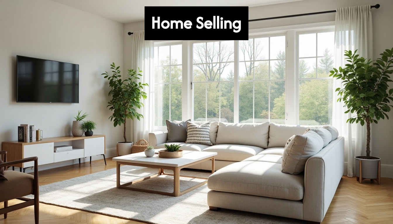 Staged Durham living room for home sale