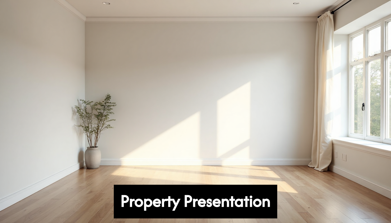 Staged vacant living room with natural light and clean floors