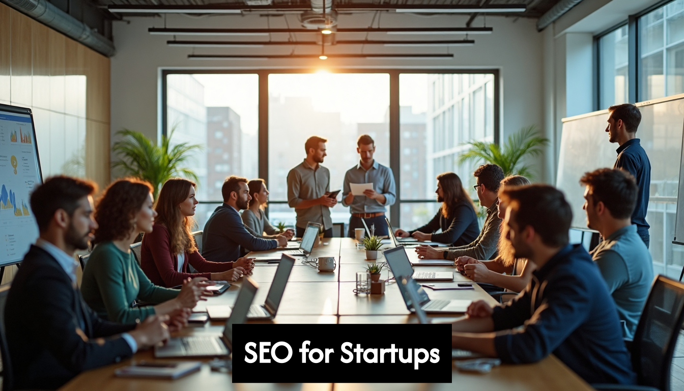 Startup team working together in office