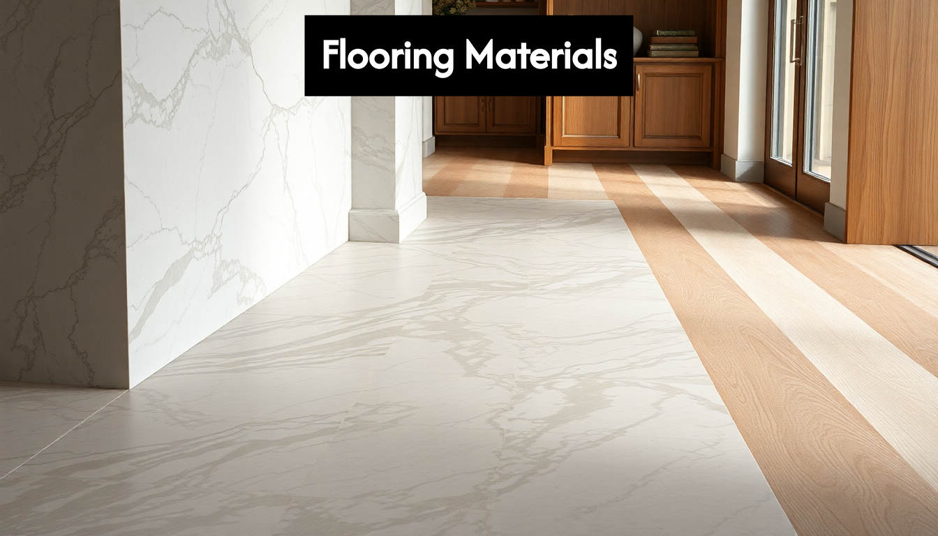 Stone and wood luxury flooring close-up