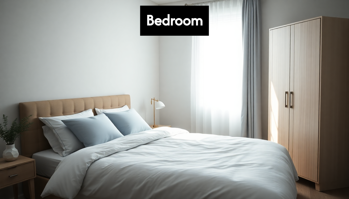 Stylish modern bedroom with comfortable bed and natural light