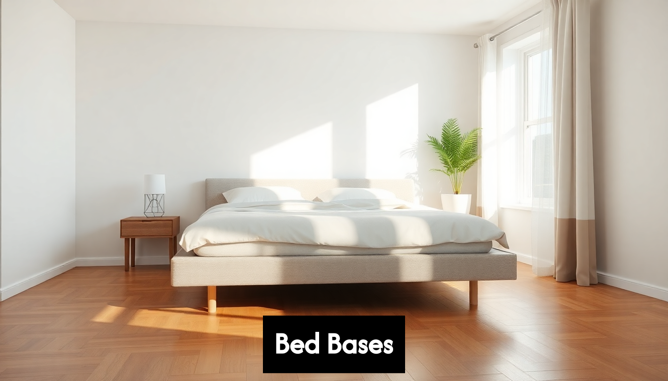 Sunlit modern bedroom with stylish bed base