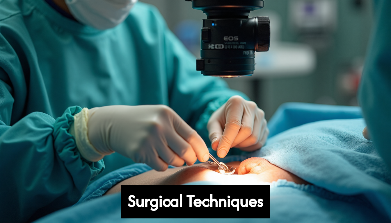 Surgeon performing vasectomy reversal in operating room