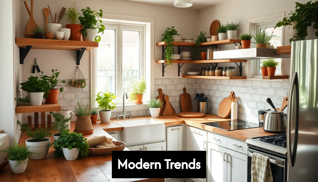 Sustainable kitchen design with plants and reclaimed wood