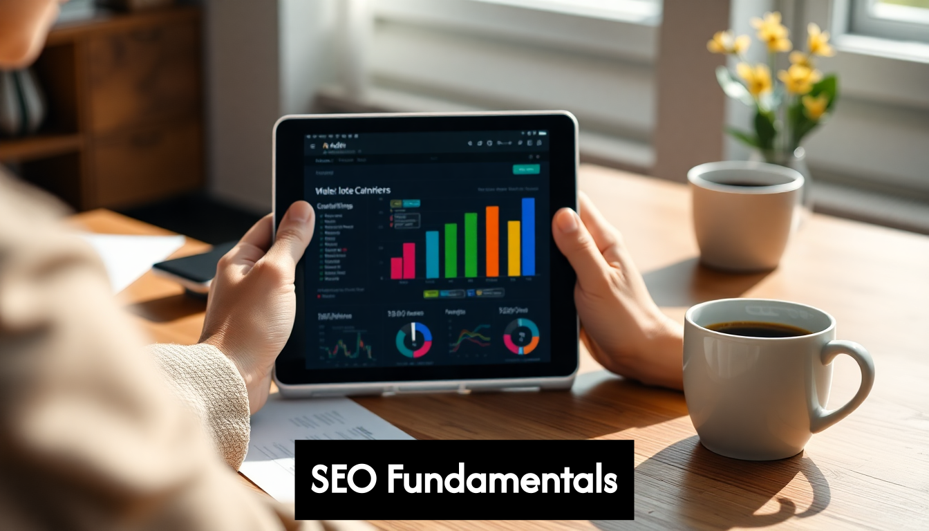 Tablet displaying website SEO audit in use