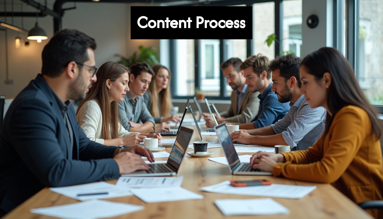 Team collaborating in modern office space