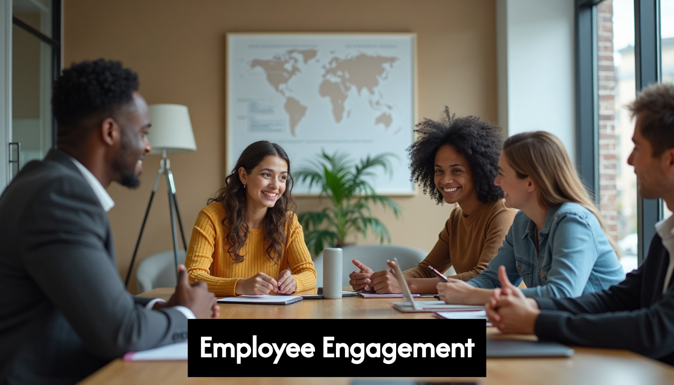 Team collaborating in modern workspace