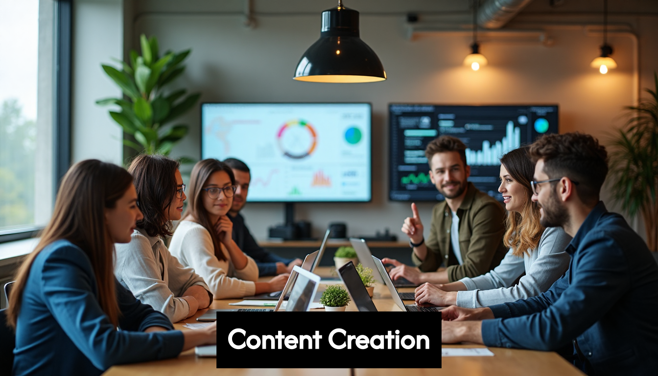 Team collaborating on digital content strategy