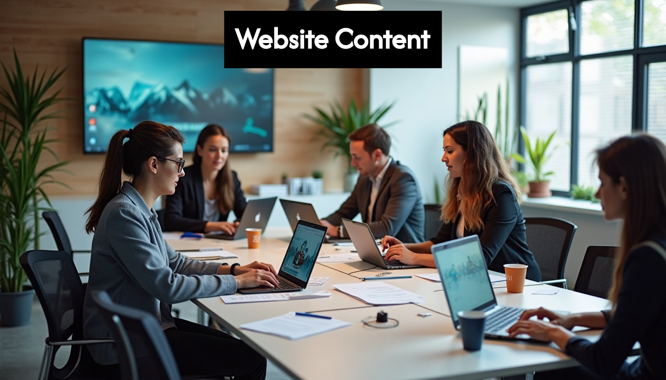 Team creating website content together