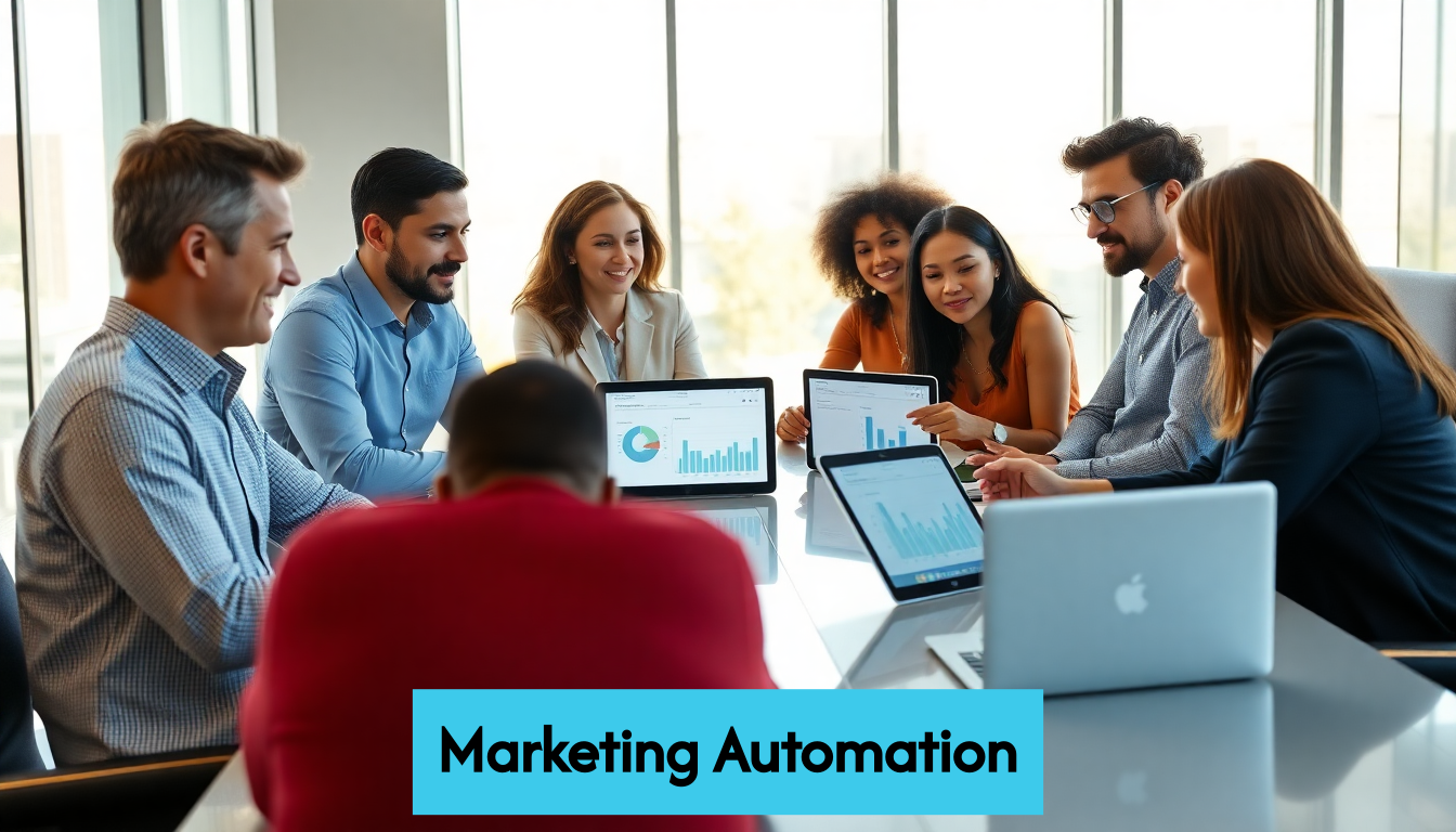 Un equipo discutiendo sobre marketing en una oficina moderna