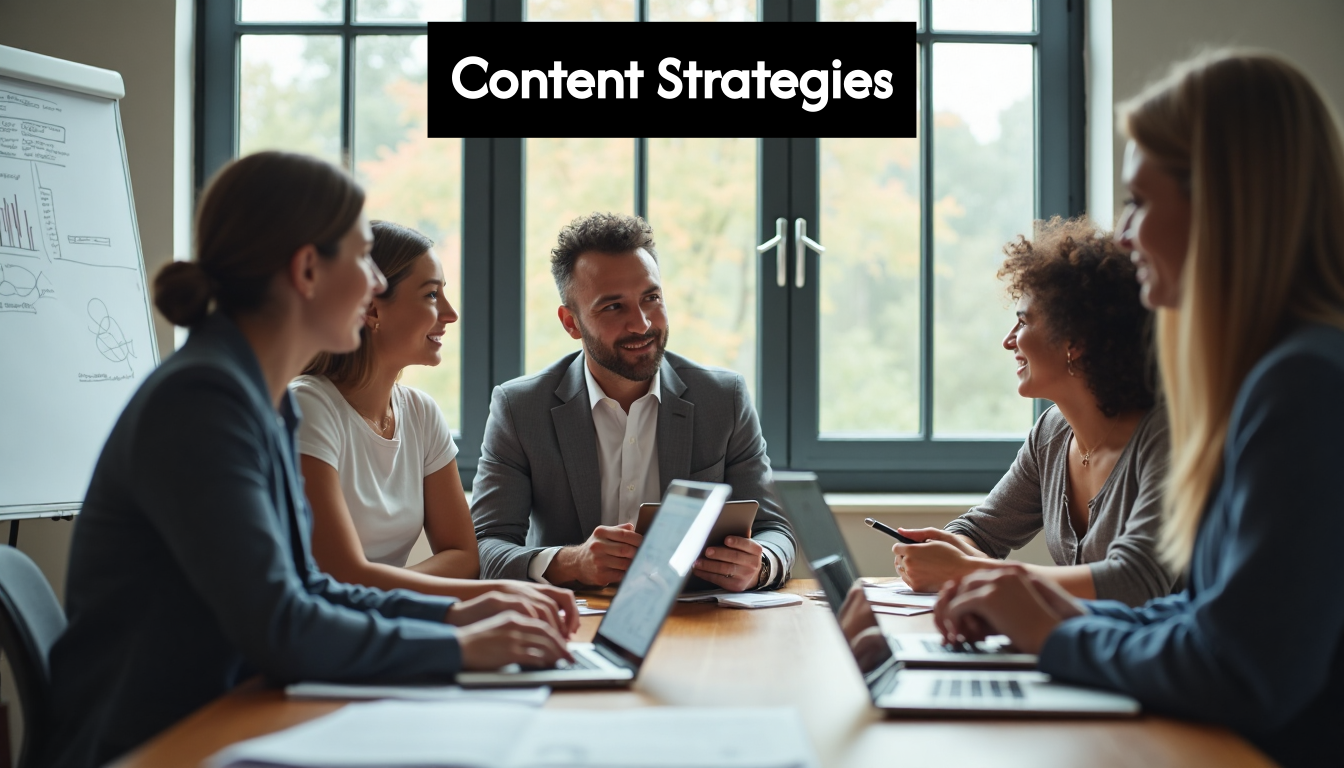 Team meeting for digital content strategy