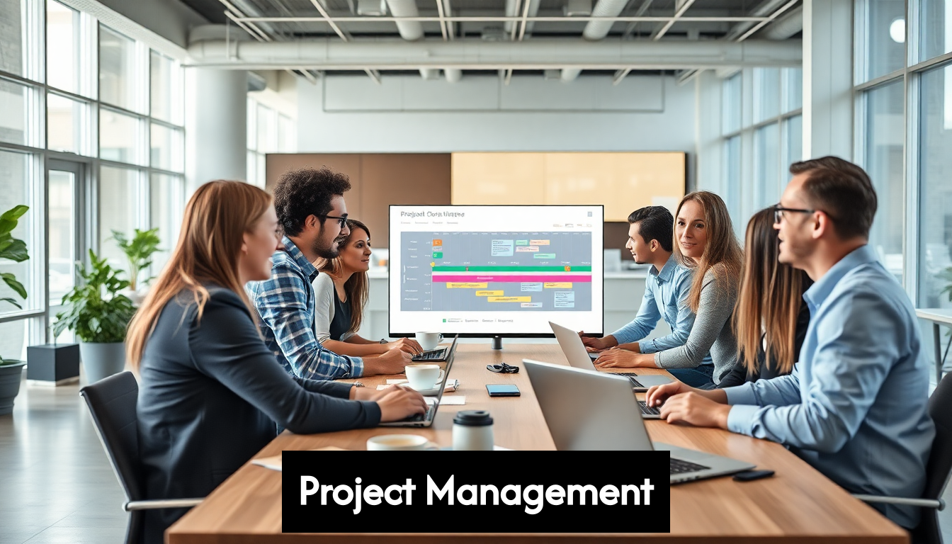 Team meeting in a modern office workspace