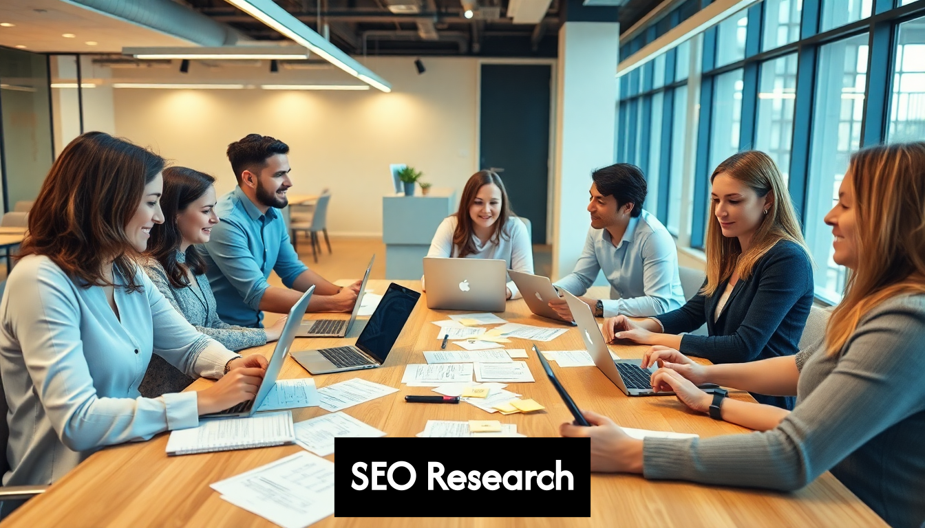 Team planning keywords in office meeting