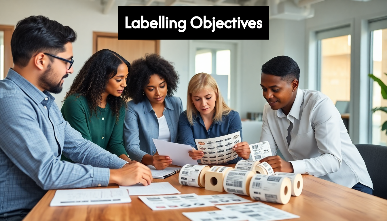 Team reviewing sample product labels