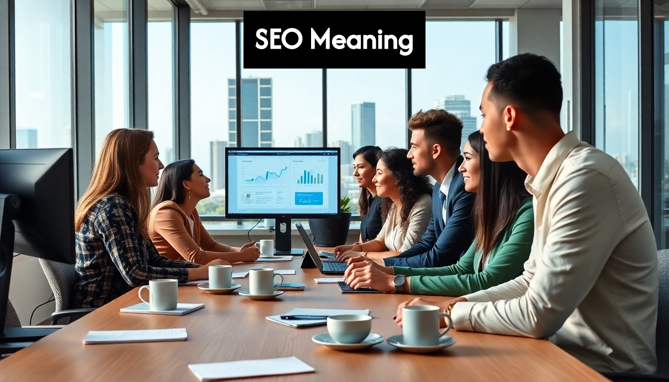 Team reviewing SEO analytics in office workspace