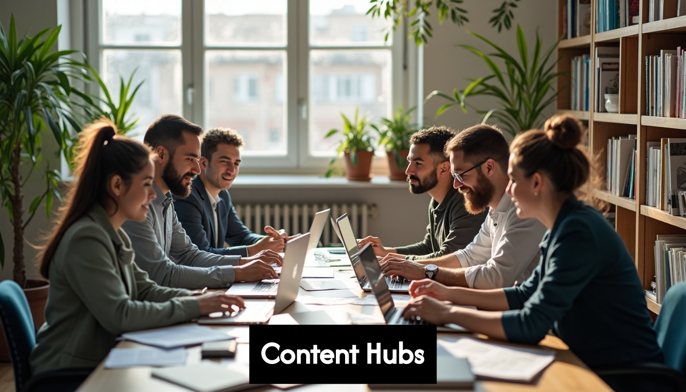 Team working together in modern office