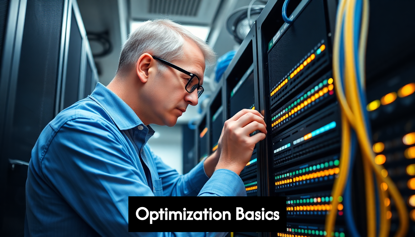 Technician optimizing network switch cabling