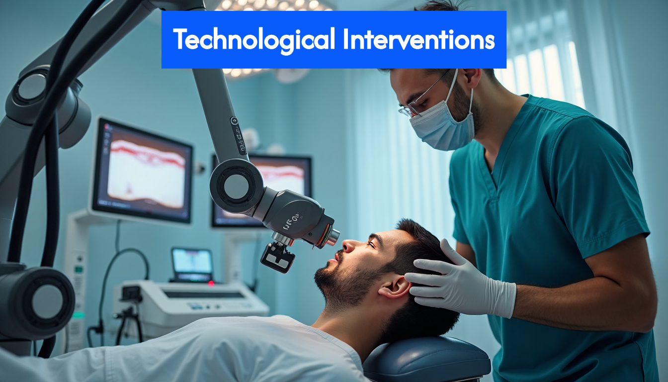 Technician uses advanced robotic hair transplant system