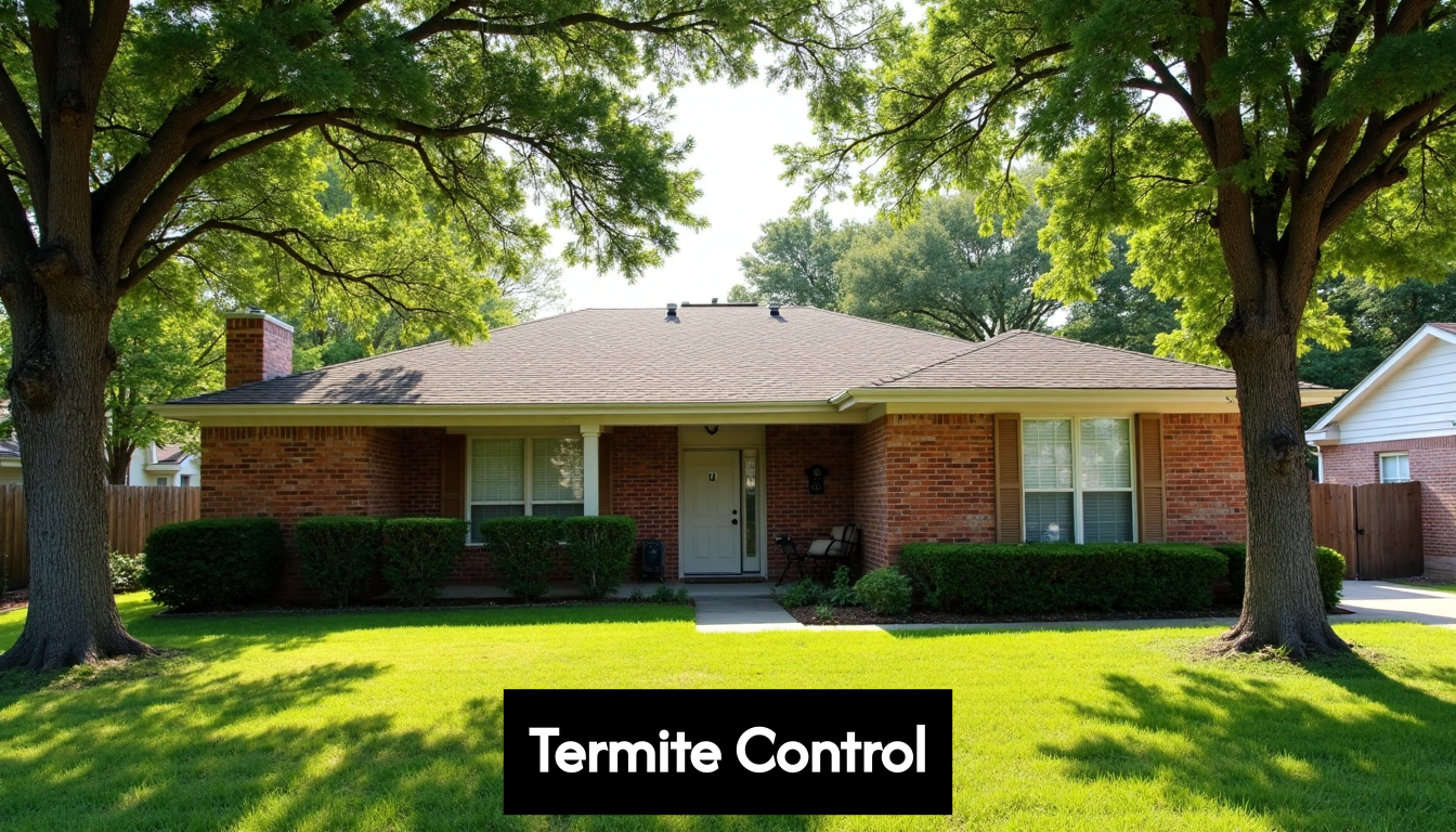 Texas home exterior with shaded porch and green lawn