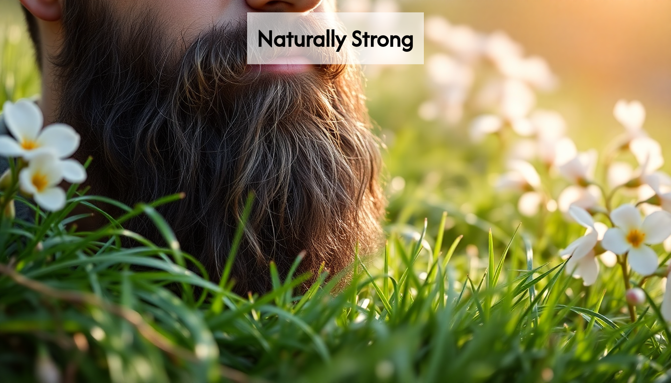 A close-up of a healthy beard outdoors