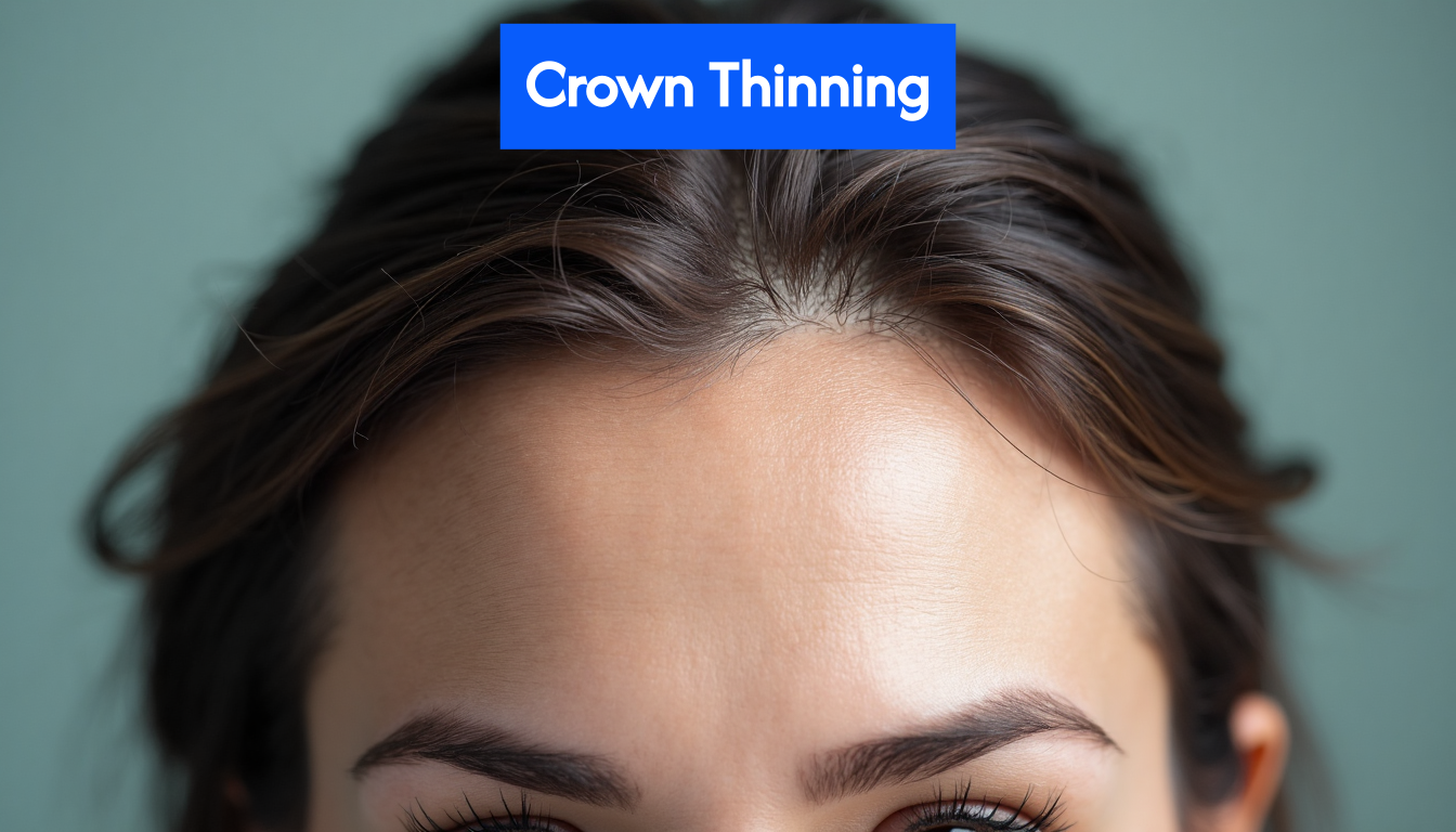 Thinning hair at the crown of scalp
