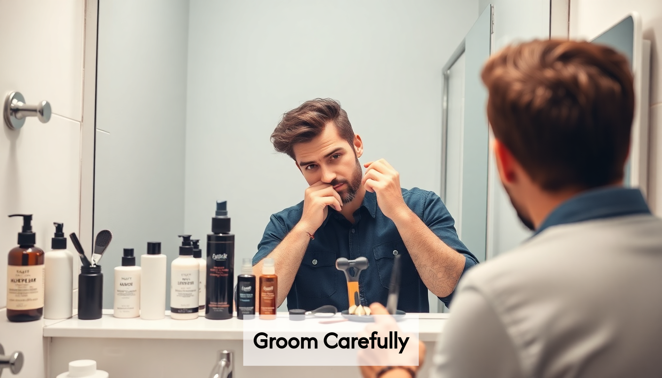 Men's grooming routine