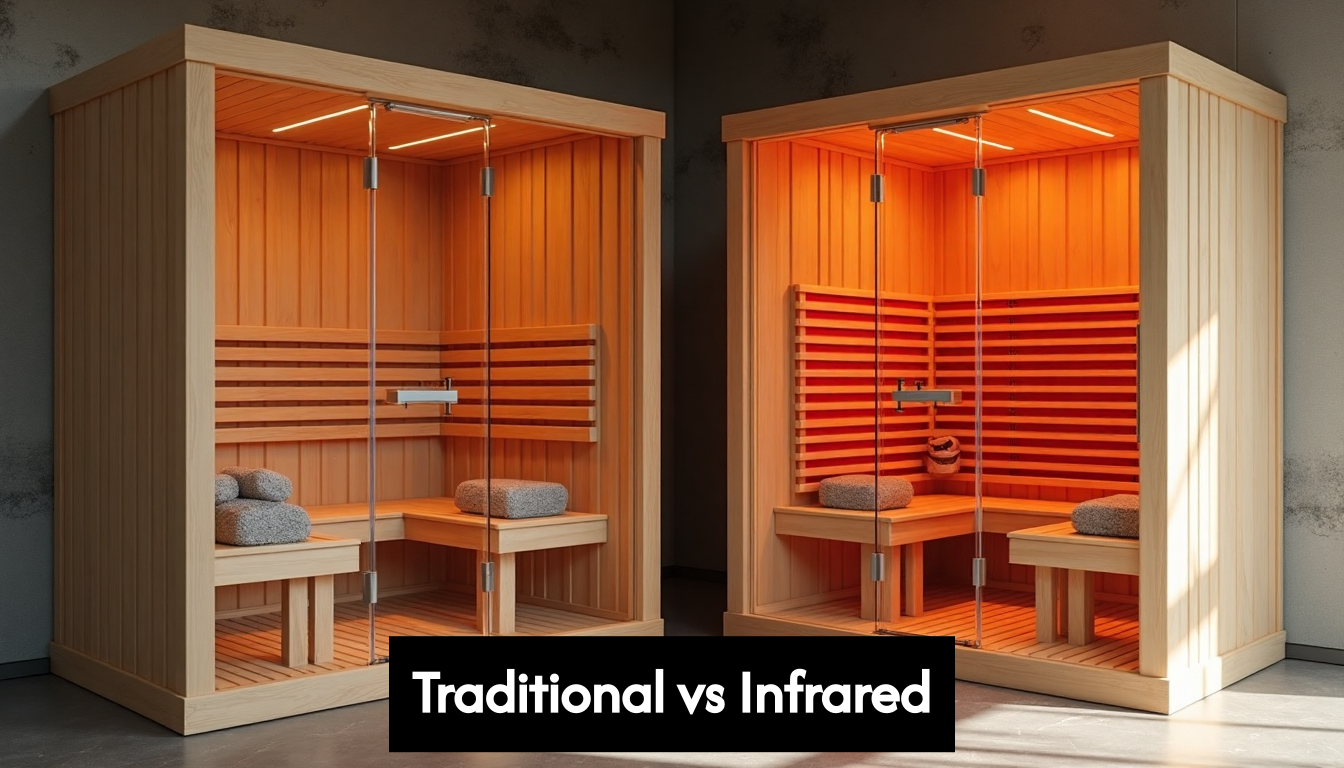 Traditional and infrared sauna comparison scene