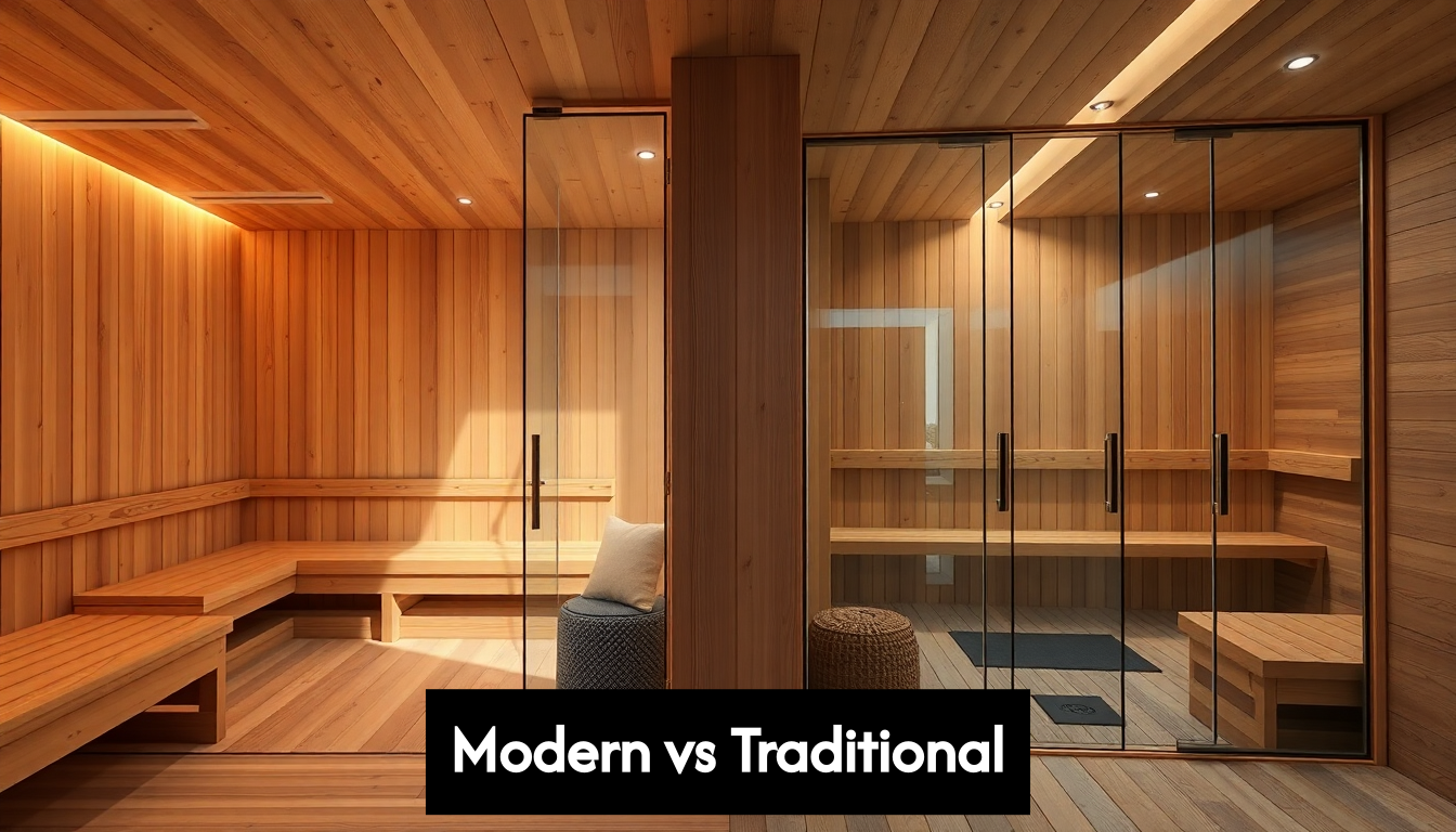 Traditional and modern sauna designs side by side