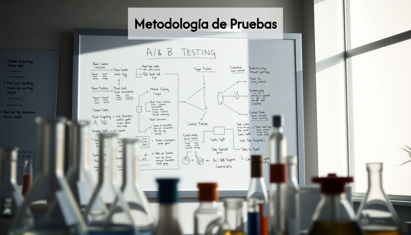 Whiteboard with A/B testing methodology.
