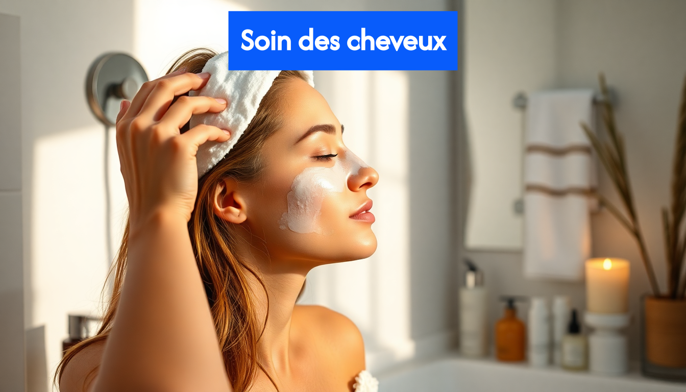 Woman applying hair treatment