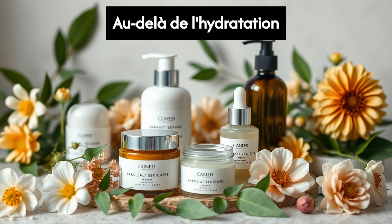 Display of organic skincare products