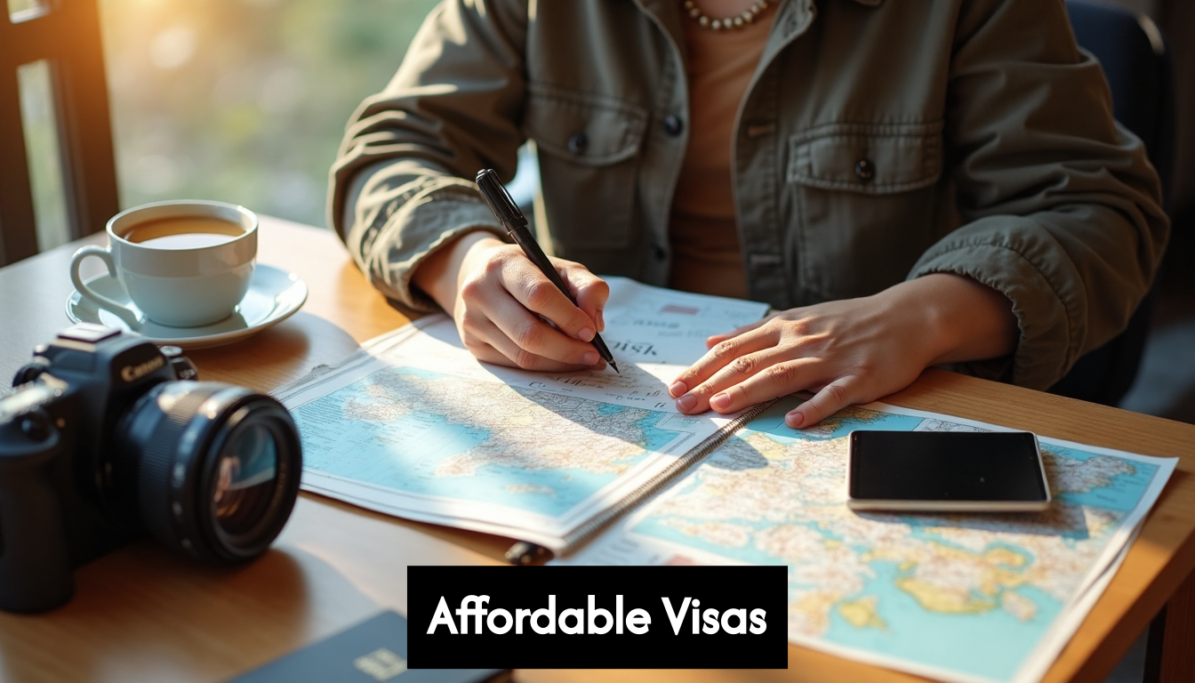 Traveler completes visa application paperwork
