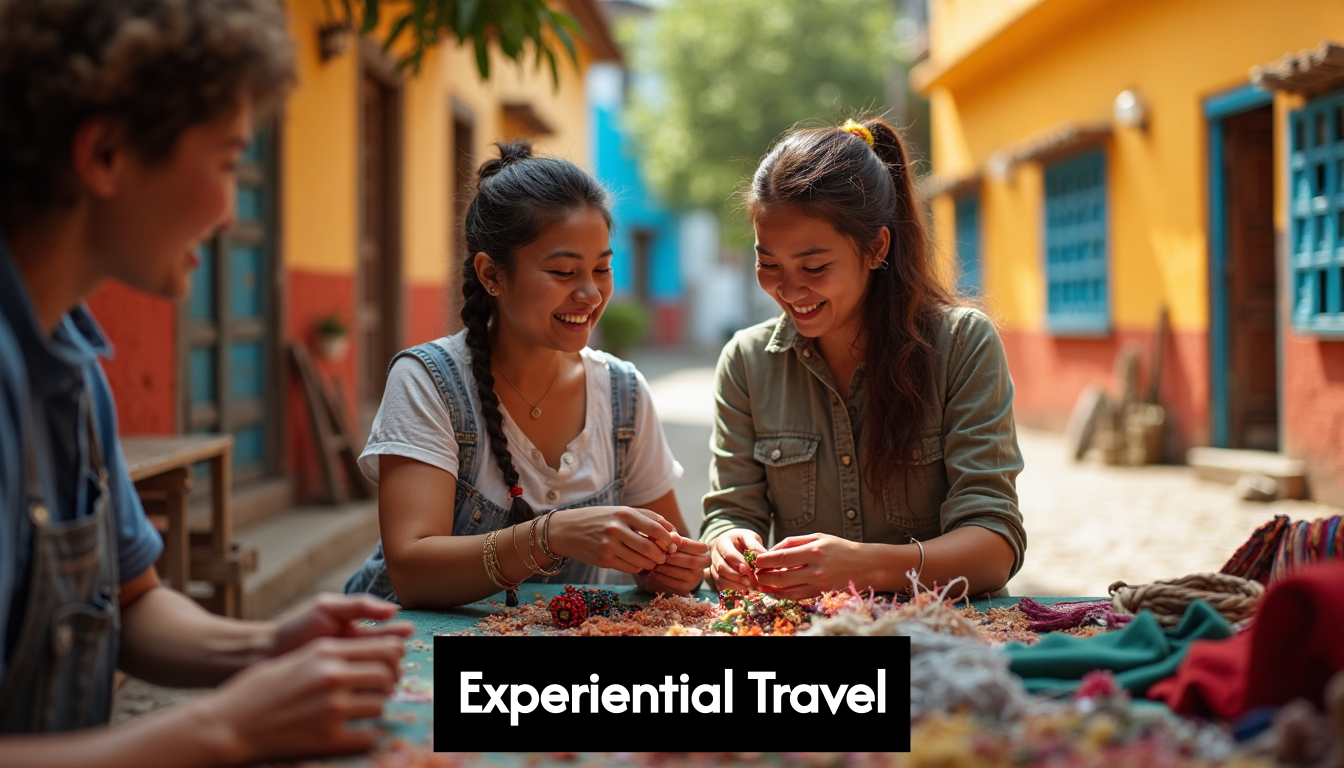 Traveler learning a traditional craft with local artisans.