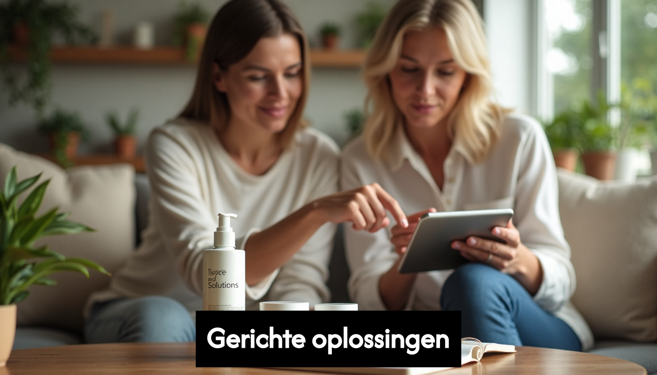 Two friends reviewing herbal skincare for sensitive skin
