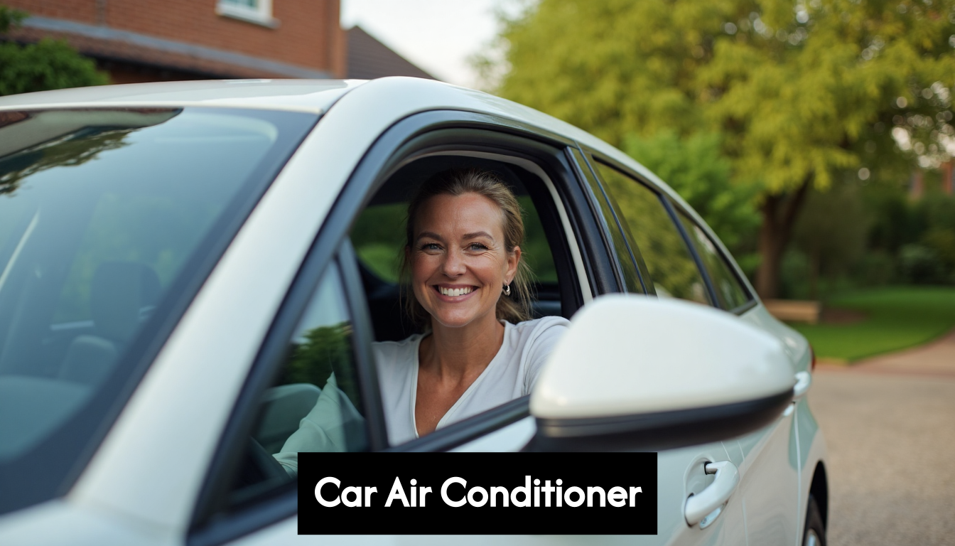 UK driver in modern car on summer day
