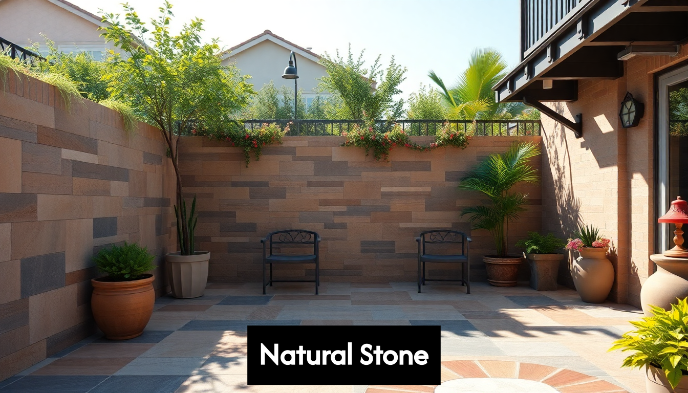 Natural stone tile patio