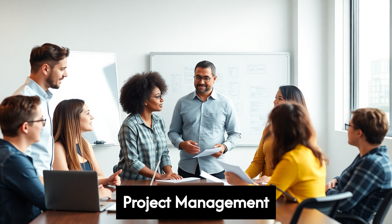 Team collaborating on project management