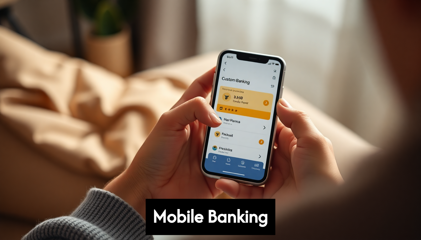 User engaging with mobile banking