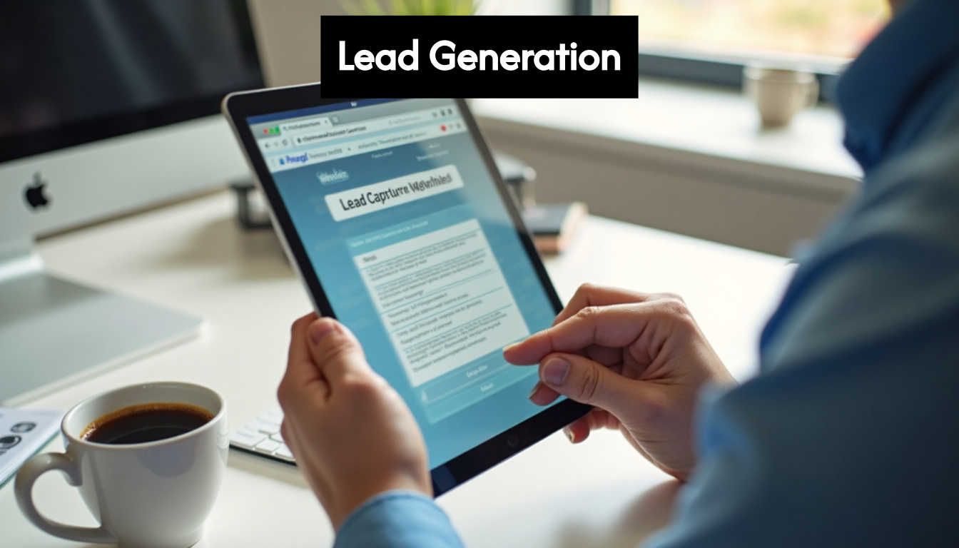 User engaging with website lead form on tablet
