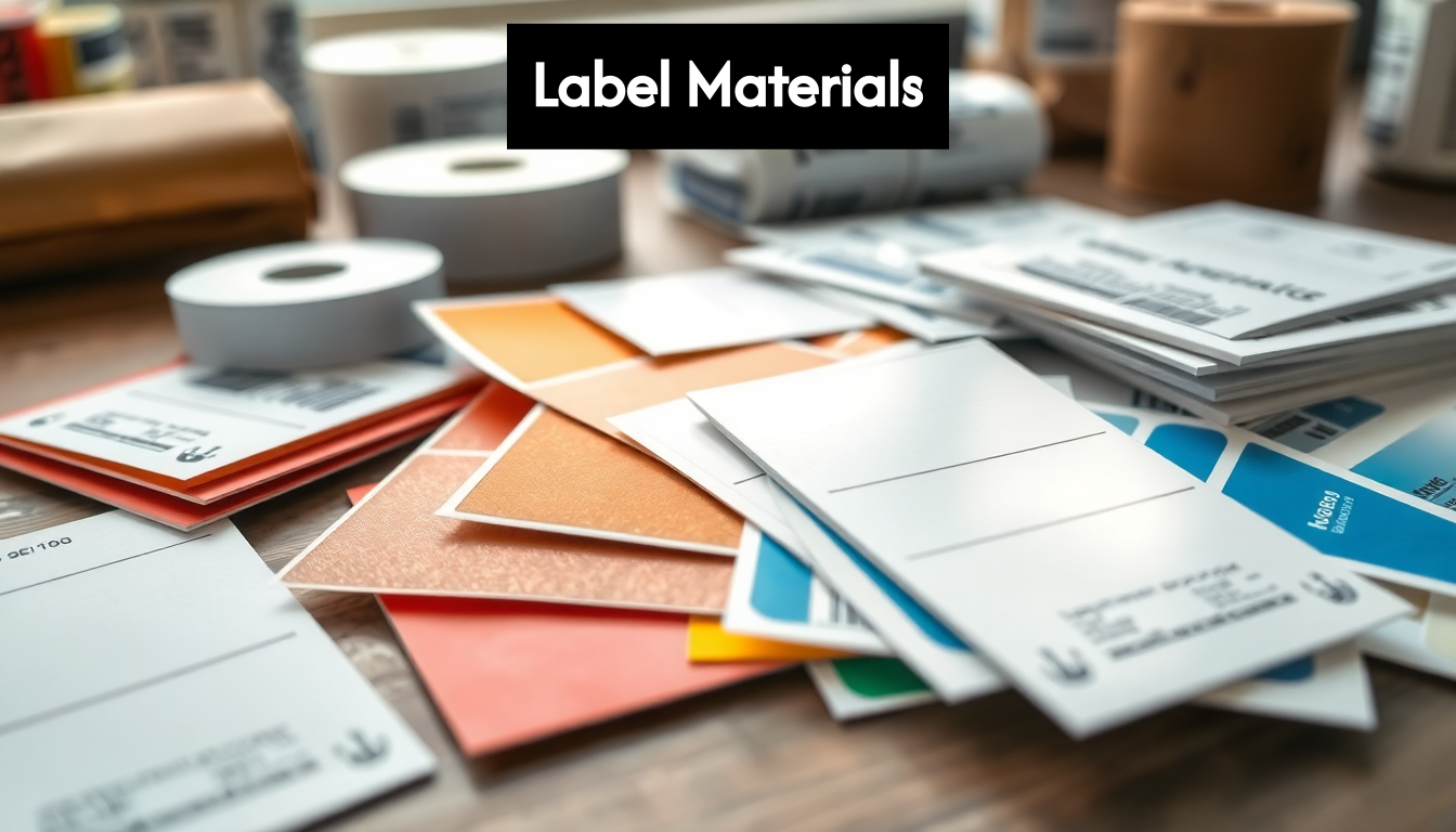 Various label materials and adhesives