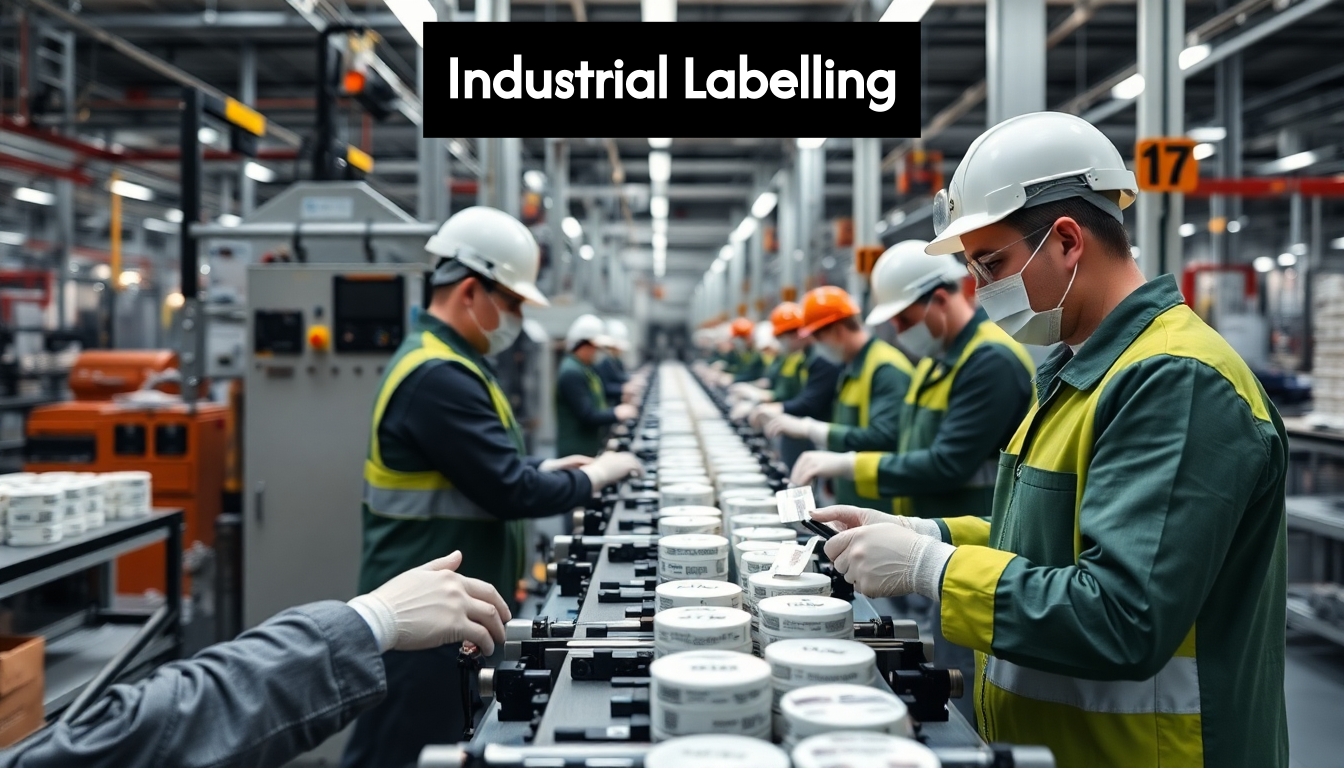 View of industrial labelling process