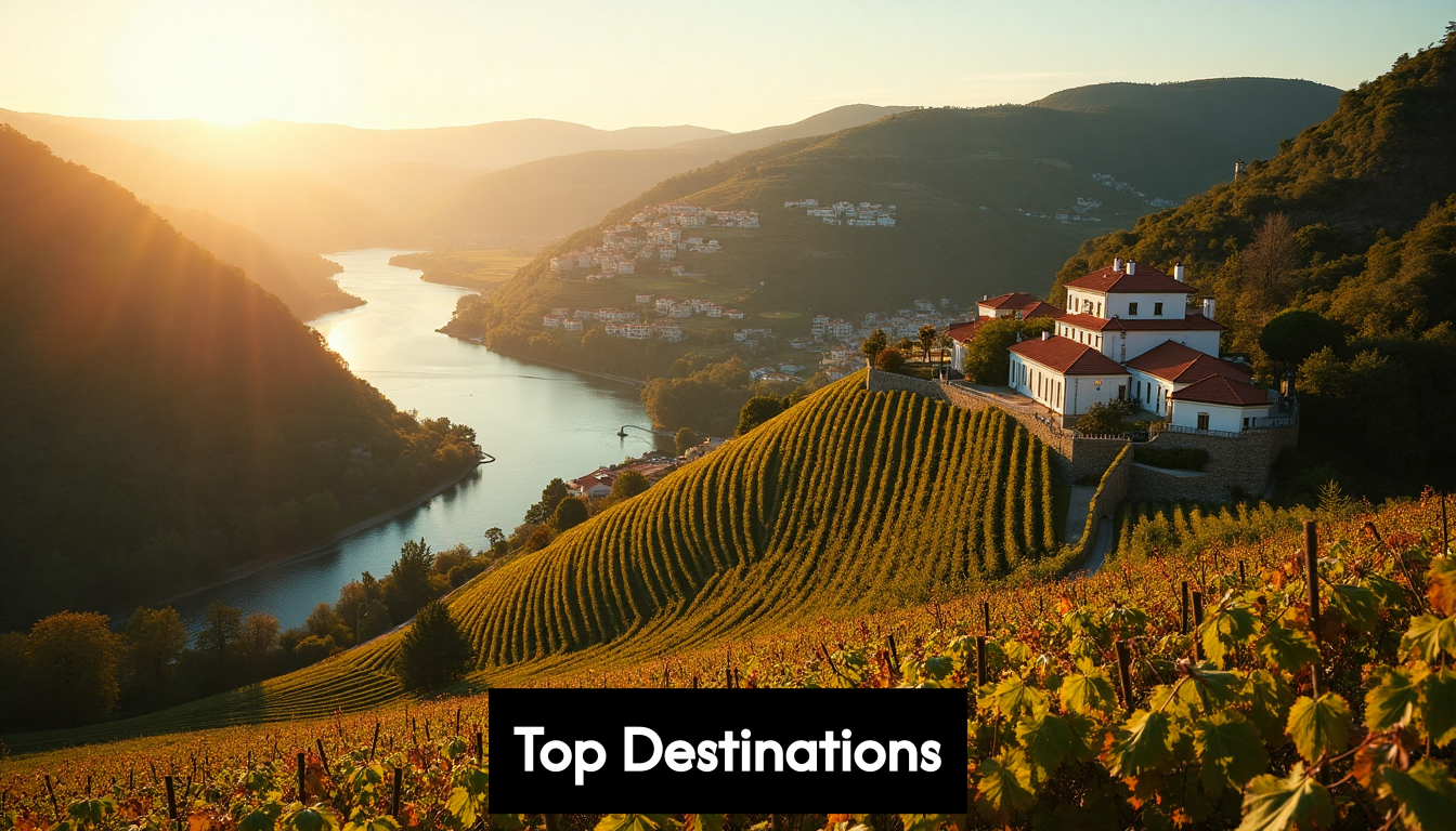 Vineyards along the Douro Valley river