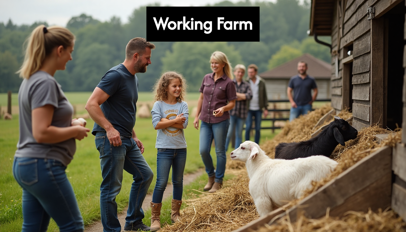 Visitors participating in daily farm chores